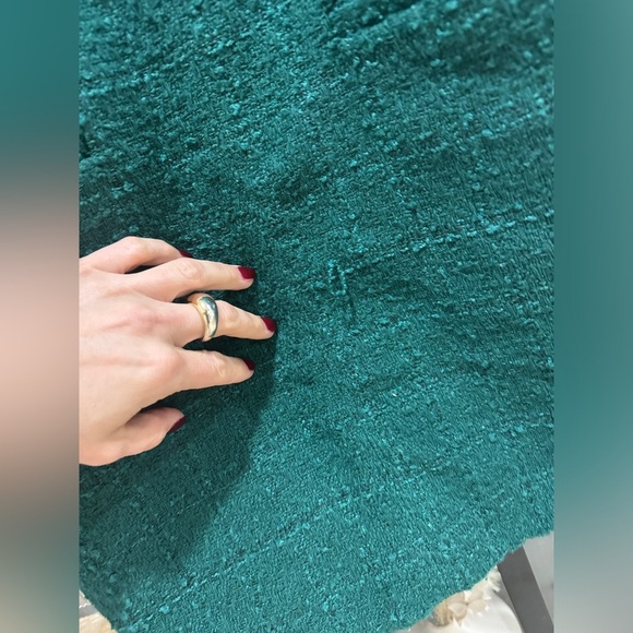 Abercrombie tweed shift mini dress pinafore jumper forest emerald pockets petite - Picture 7 of 9